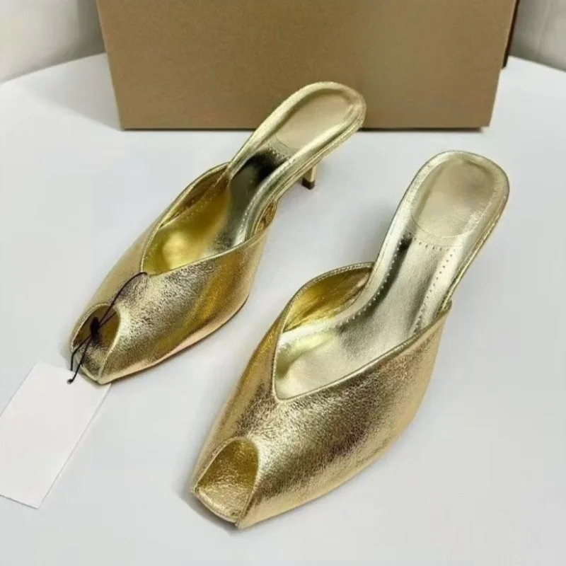 Luxury Lifestyle Shoes - Женские дизайнерские туфли-мюли золотого цвета, роскошные